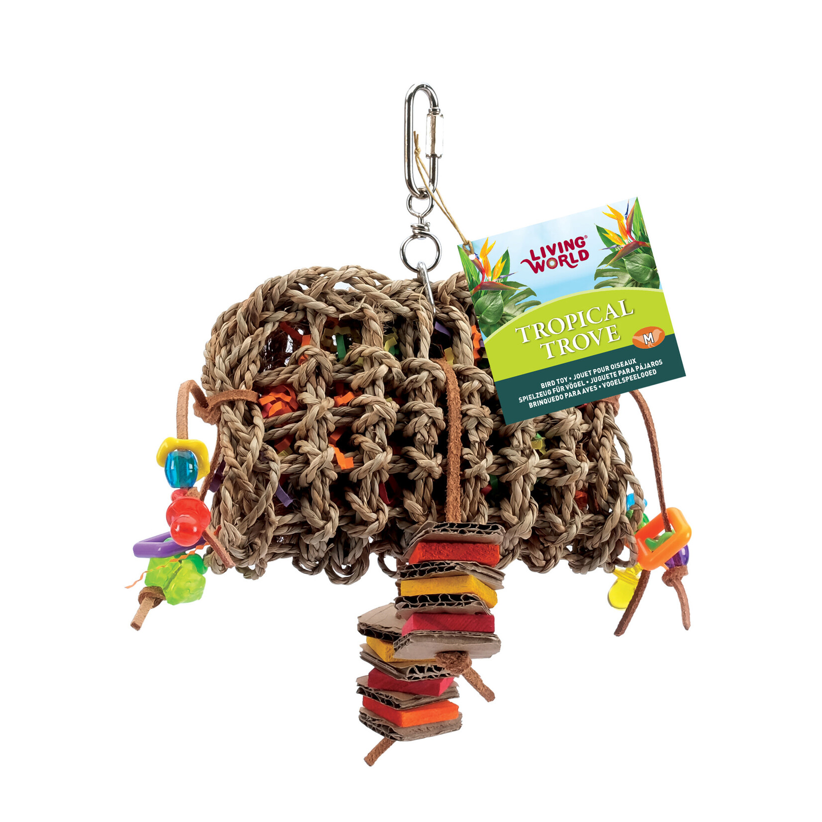 LIVING WORLD Living World Tropical Trove Foraging Pouch with Wood Bird Toy