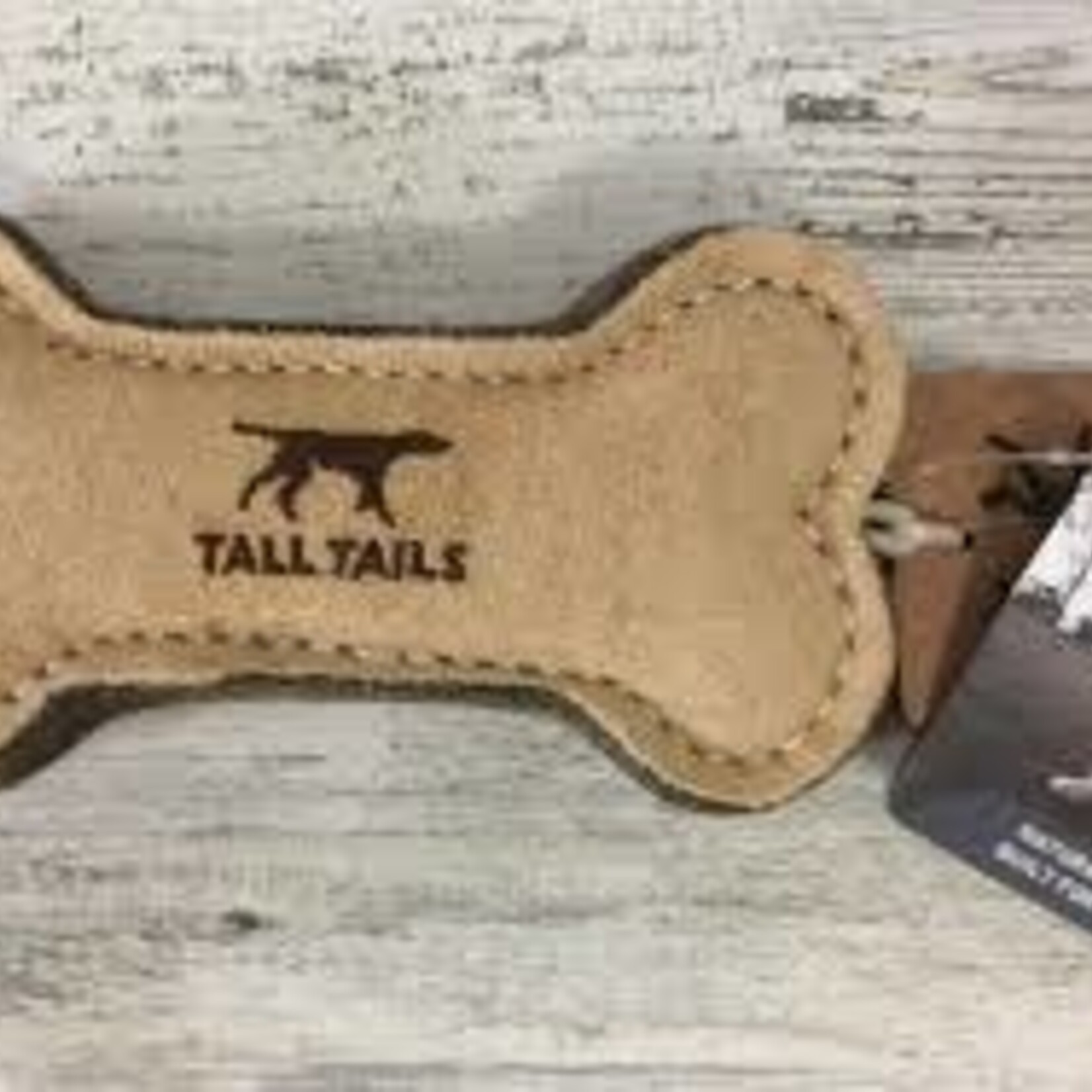 Tall Tails Tall Tails 6" Bone Natural Leather & Wool Dog Toy