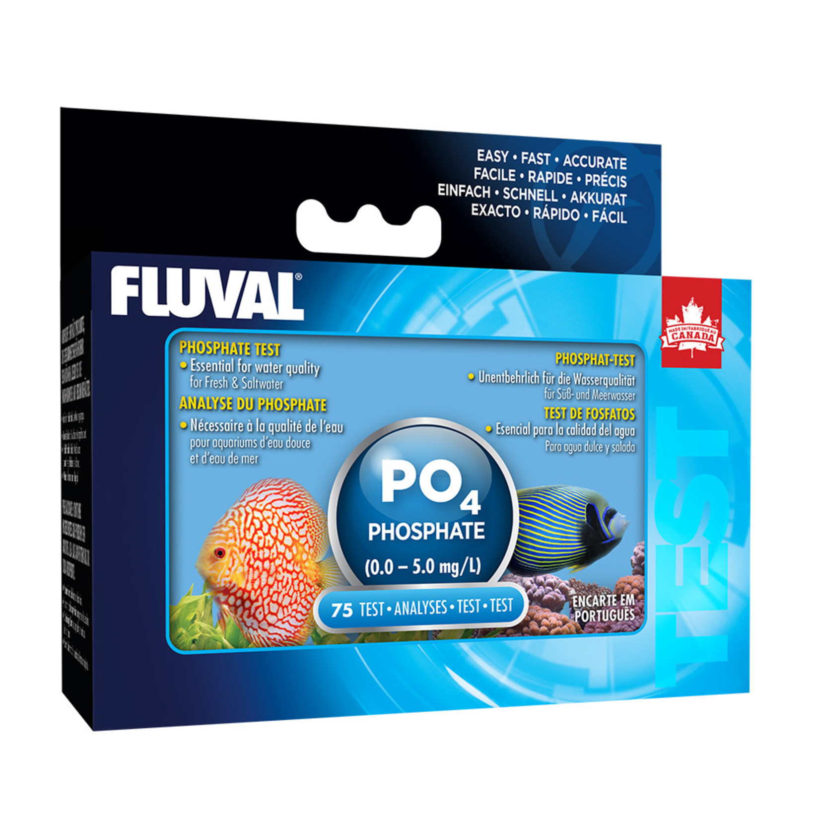 Fluval Phosphate (0.0-5.0 mg/l) for Fresh & Saltwater, 75 tests
