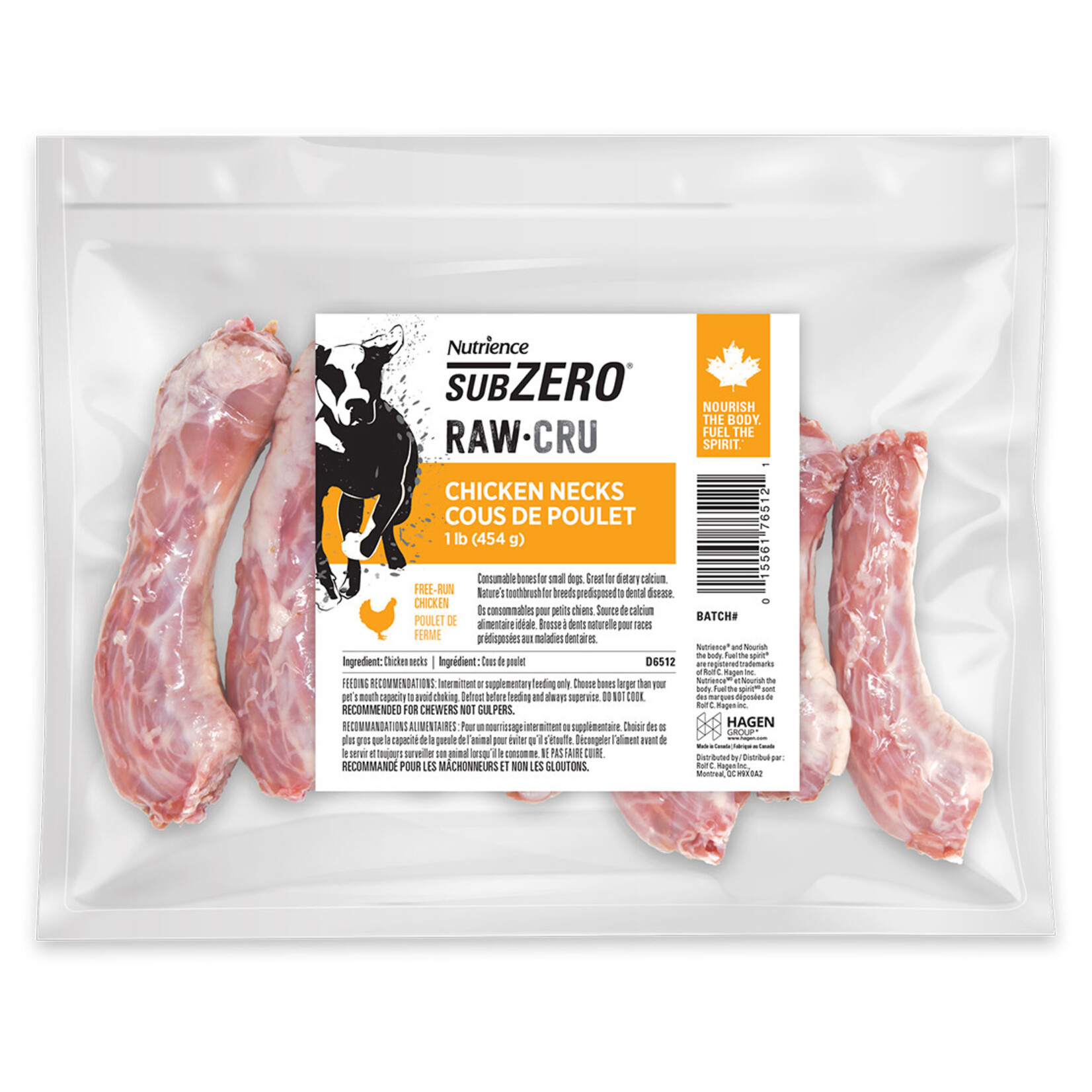 NUTRIENCE Nutrience Subzero Raw Bones for Dogs - Chicken Necks - 454 g (1 lb)
