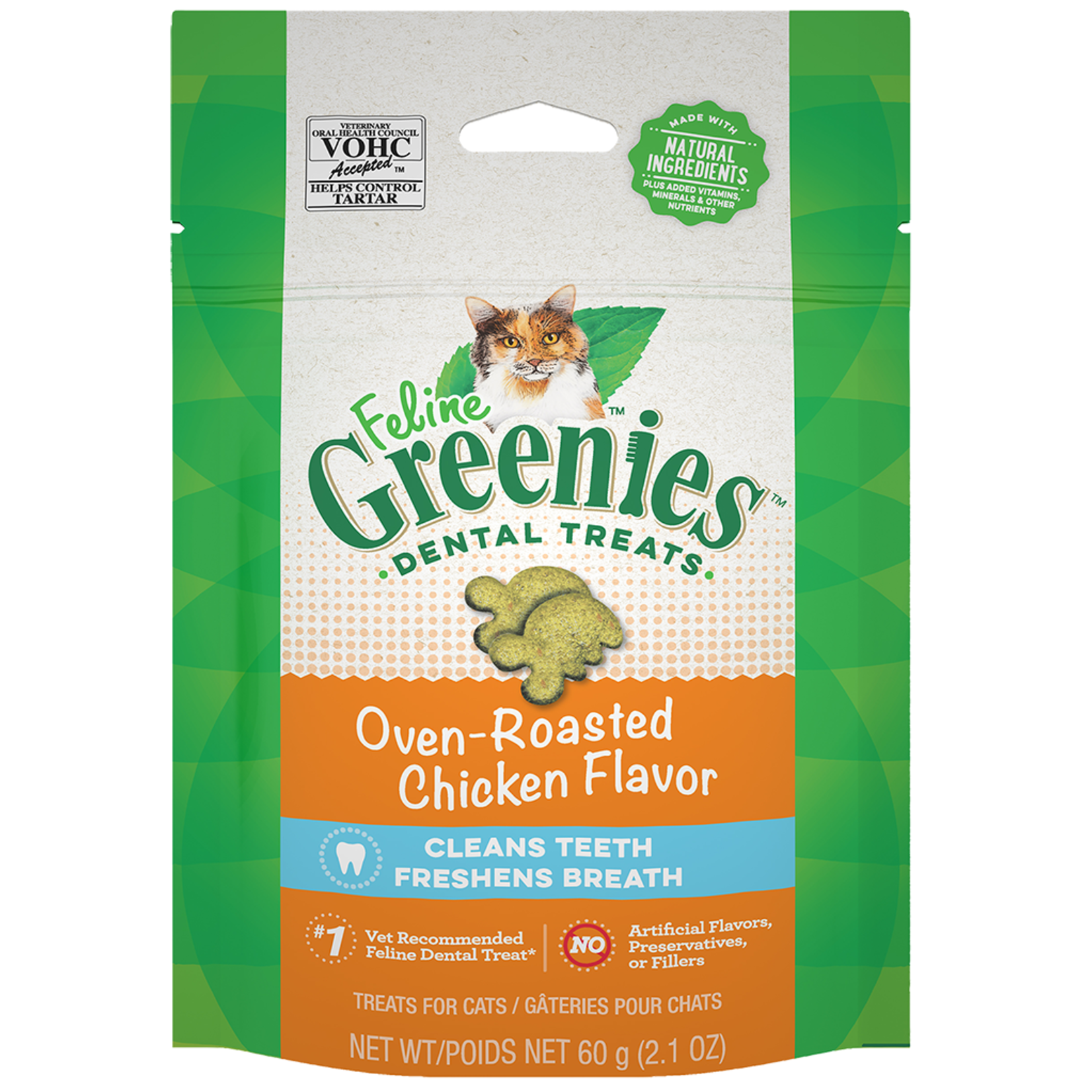 Feline Greenies Dental Treat Oven Roasted Chicken 2.1OZ