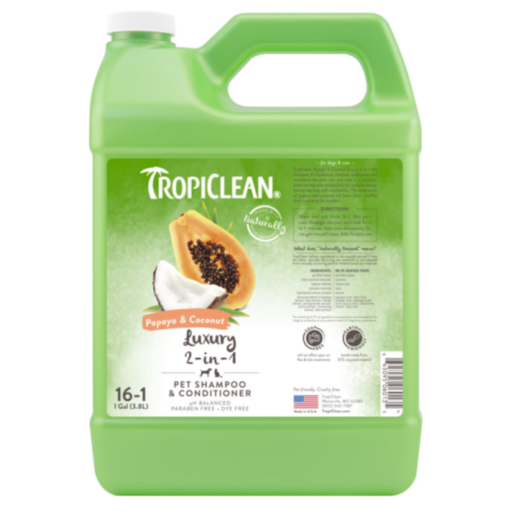 Tropiclean TropiClean 2-in-1 Shampoo & Conditioner Papaya&Coconut 1 gal