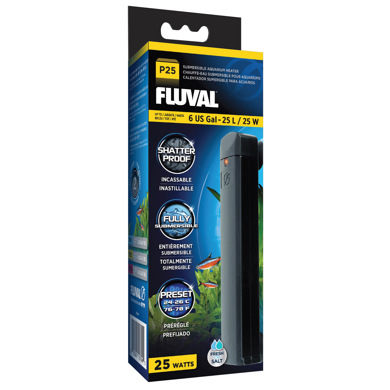 Fluval Fluval P25 Submersible Aquarium Heater - 25 W