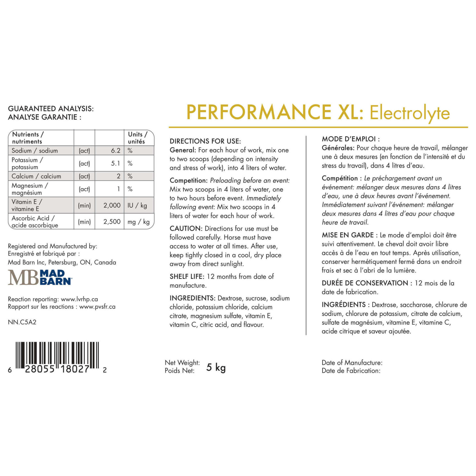 MADBARN PERFORMANCE XL: ELECTROLYTES 1kg