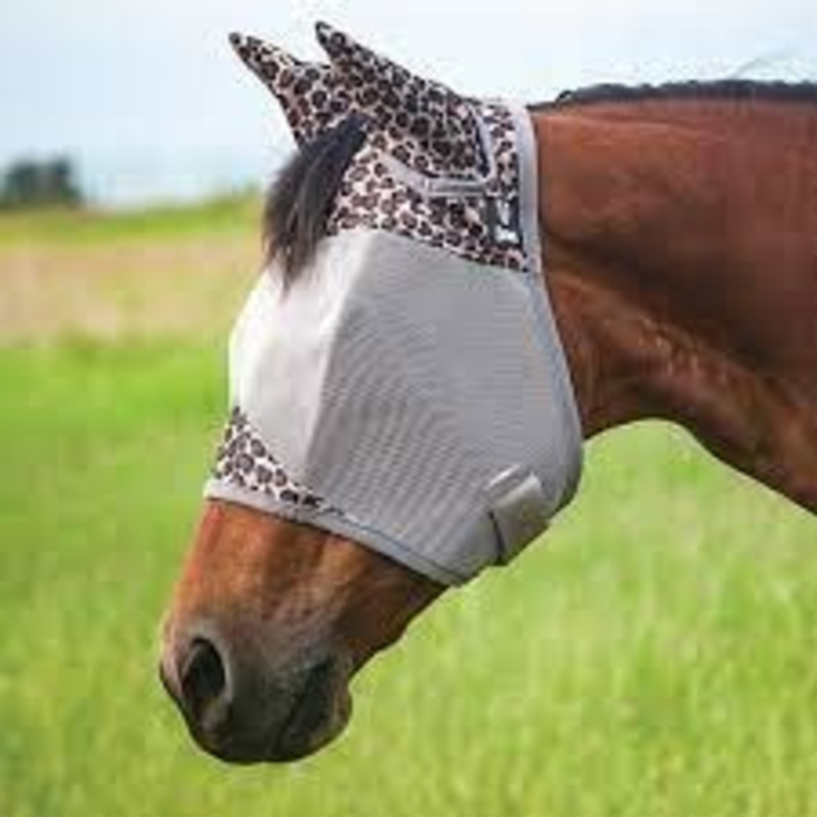 Patterned Crusader Horse Fly Mask with Ears Leopard