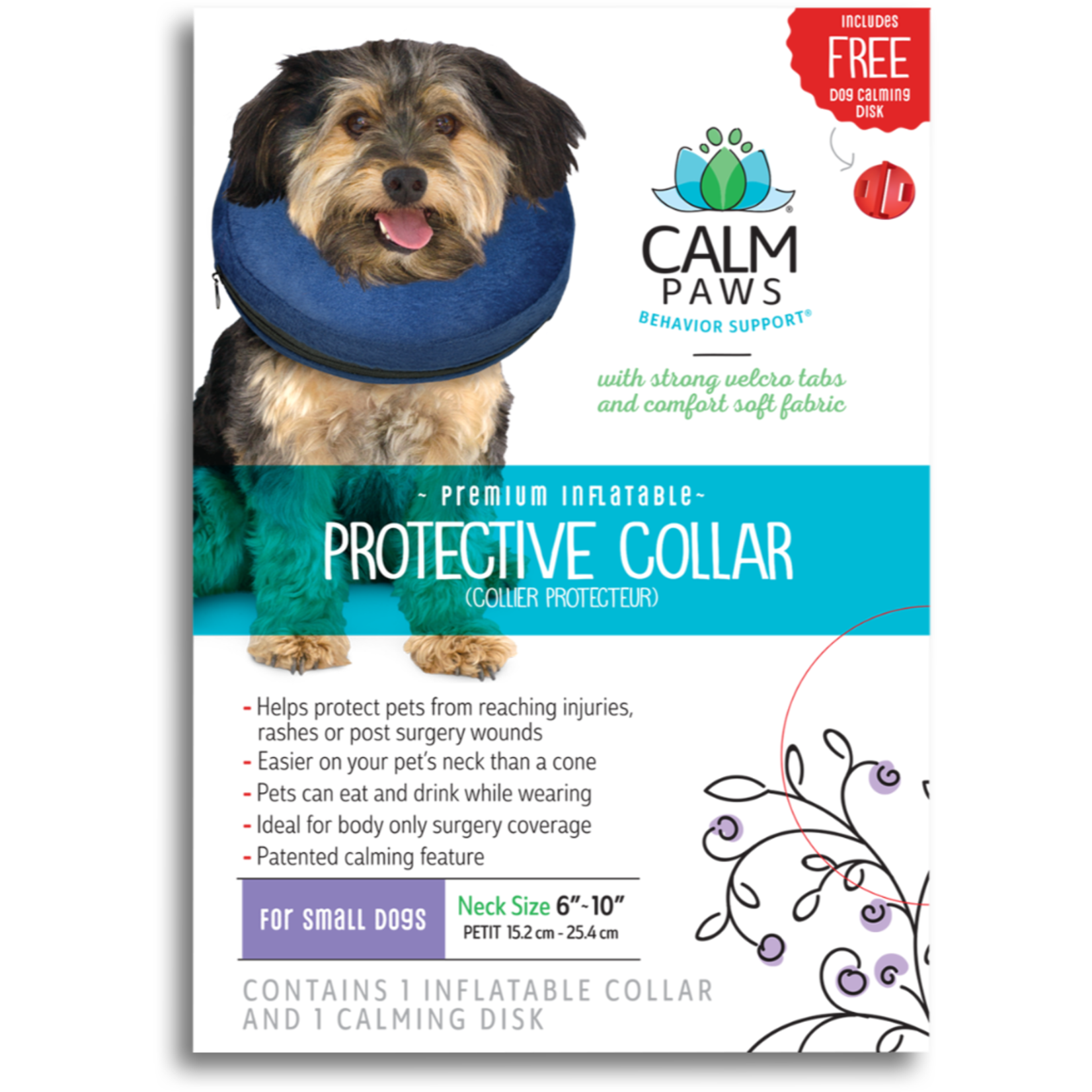 Calm Paws Calming Inflatable Collar Calm Disk Small