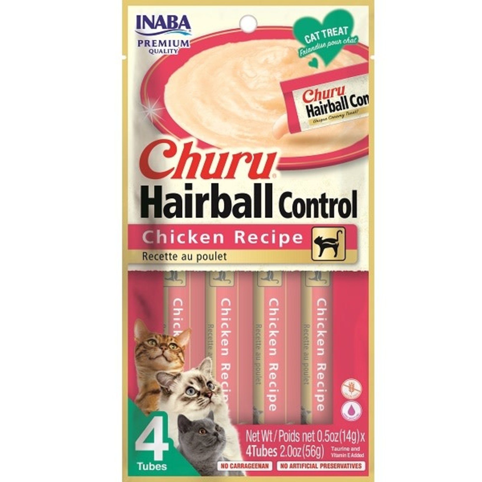 Inaba INA Churu Puree Hairball Control Chicken CARTON 4x2oz