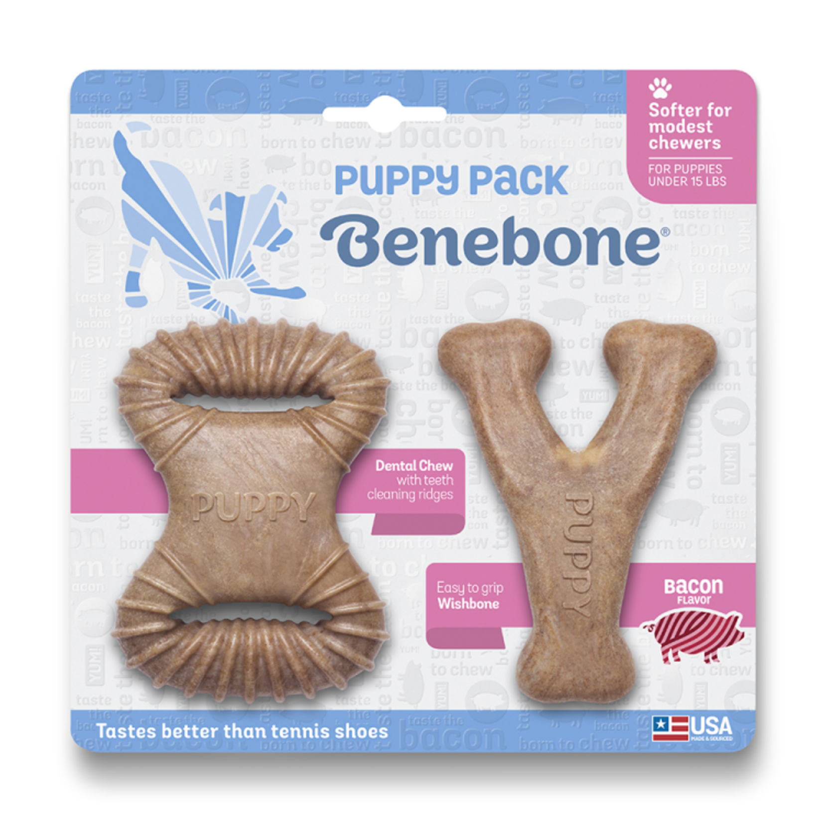 BENEBONE BENEBONE Puppy Dental Chew and Wishbone Bacon TINY 2pk