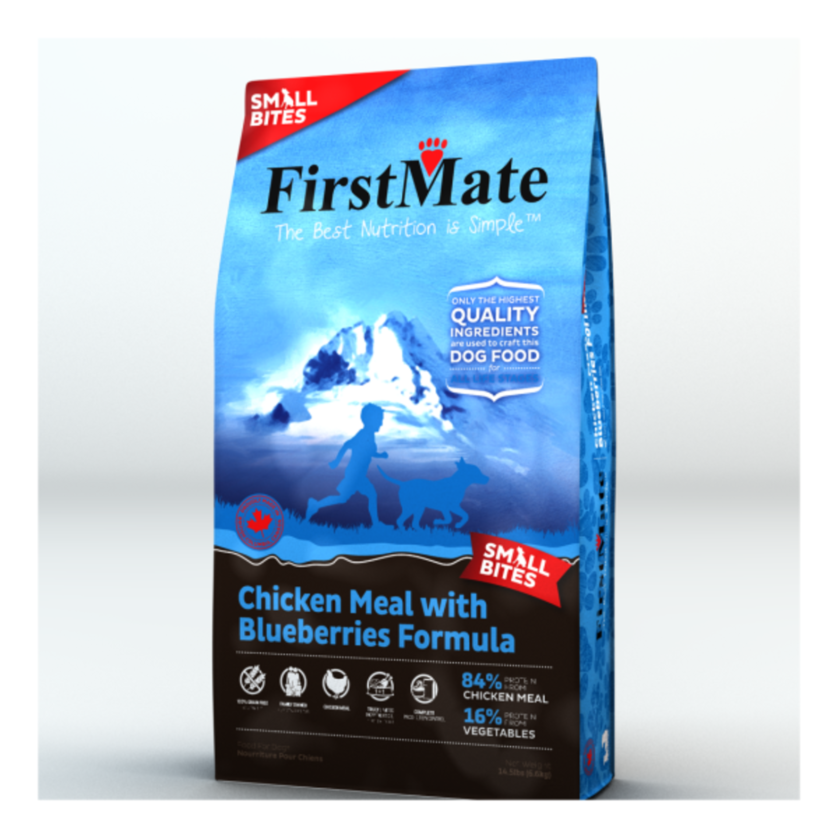 First Mate FirstMate Dog LID GF Chicken Blueberries Small Bites 14.5 lb
