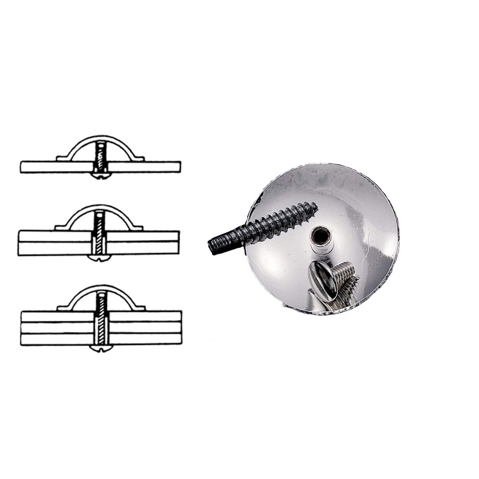 WOOD SCREW ADAPTOR - NICKEL PLATED STANDARD SIZING