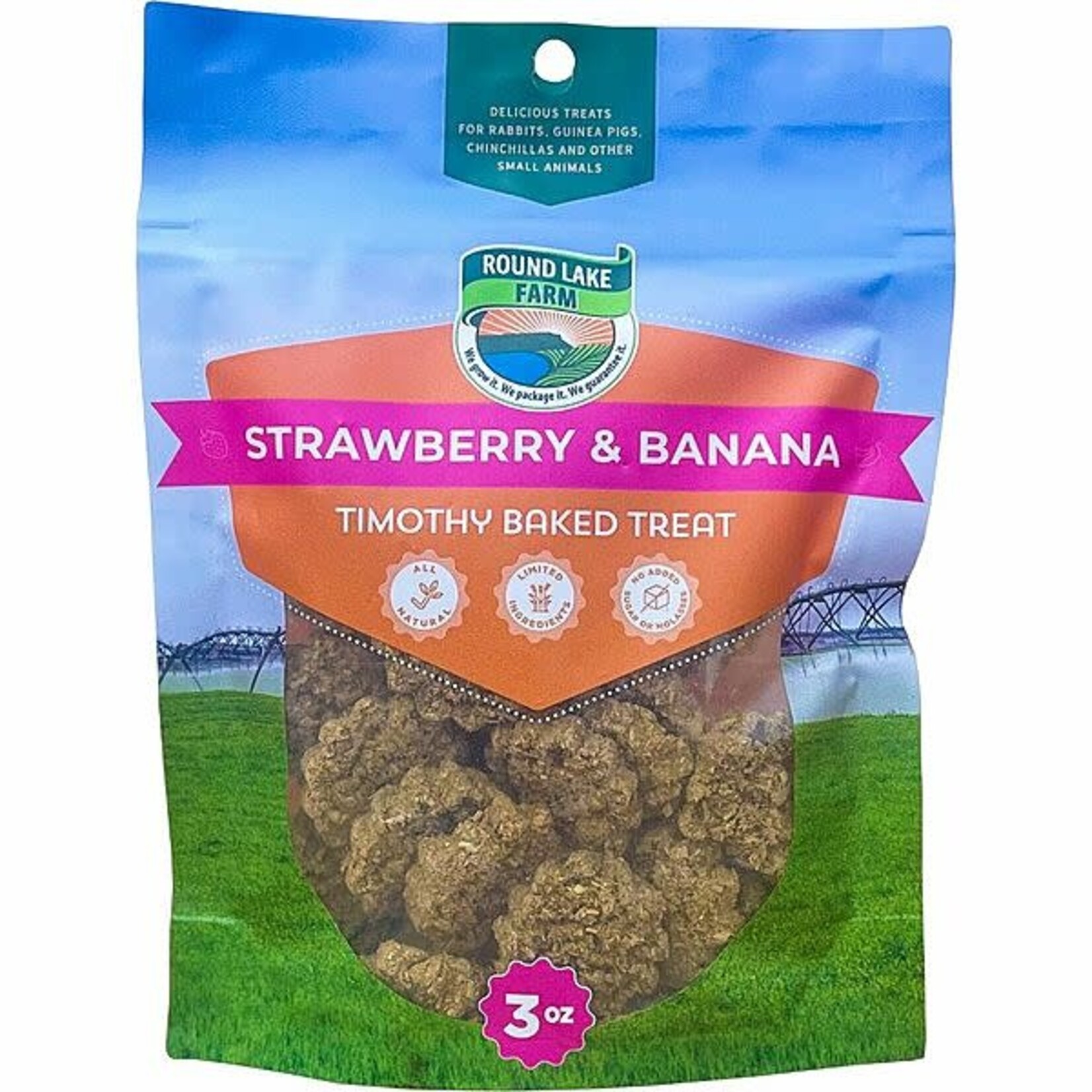 Round Lake Farm Timothy Strawberry & Banana Baked Treat 3OZ