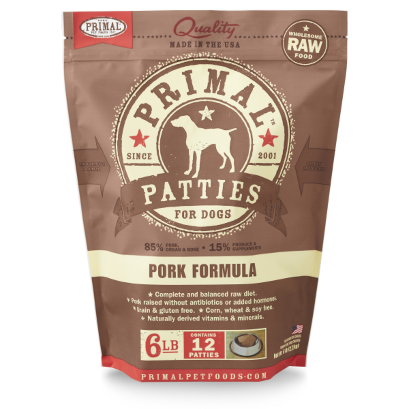 Primal Pet Foods Primal Dog Raw Pork Patties (6lbs)