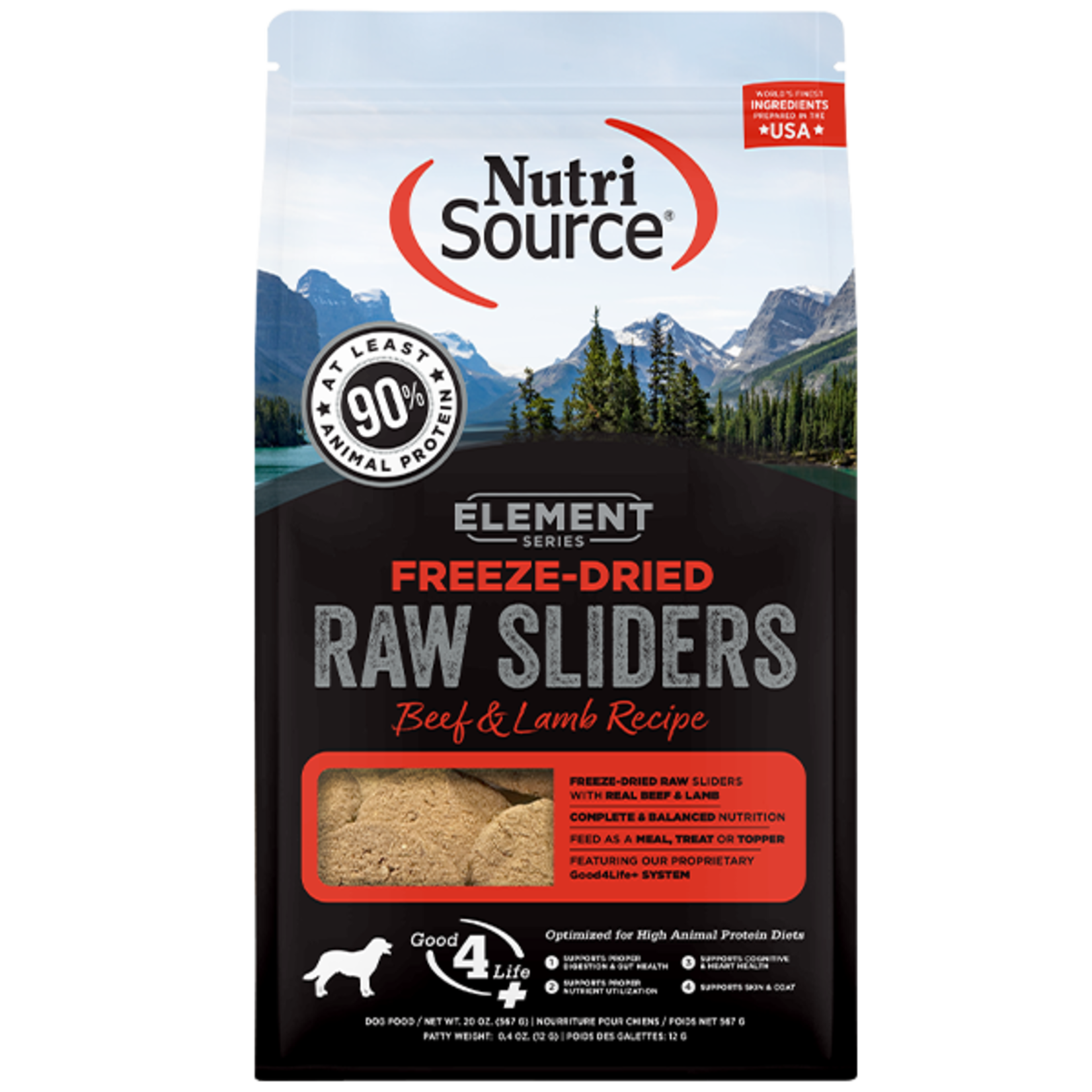 NUTRISOURCE NutriSource Dog Element FD Raw Sliders Beef & Lamb 570g