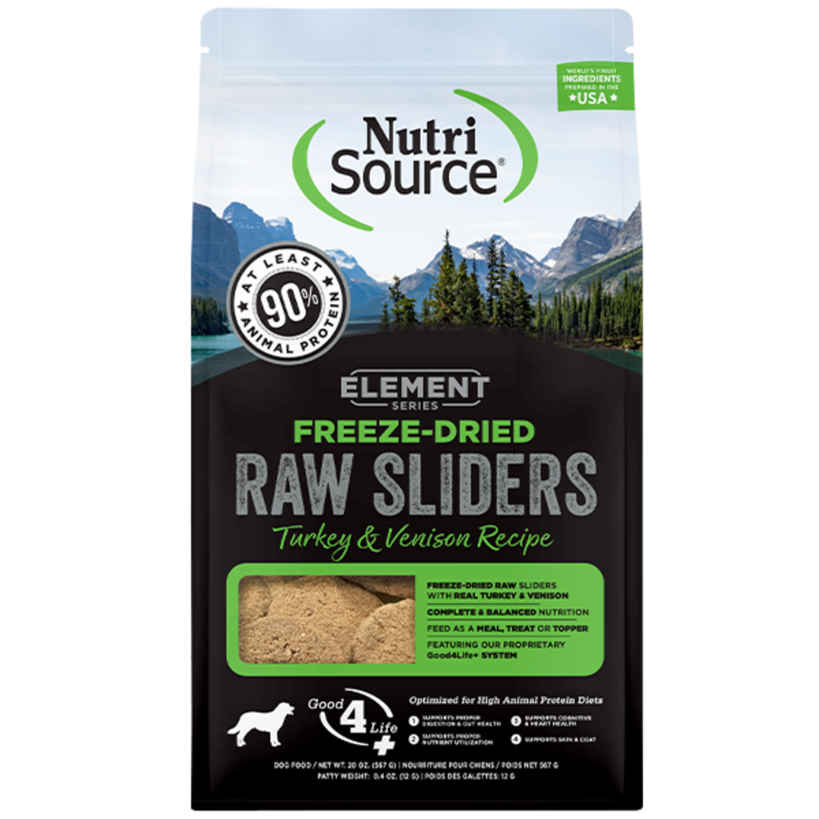NUTRISOURCE NutriSource Dog Element FD Raw Sliders Turkey & Venison 570g
