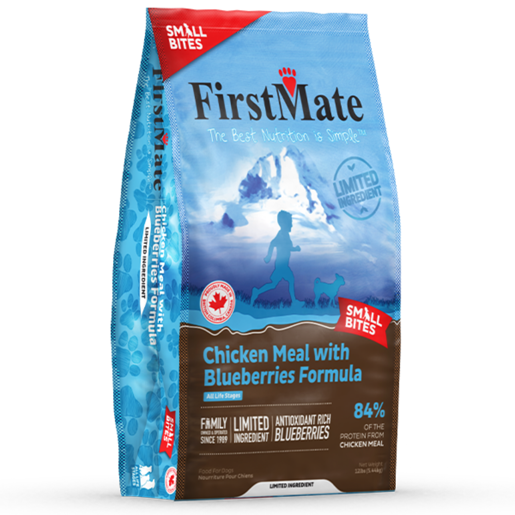 First Mate FirstMate Dog LID GF Chicken Blueberries Small Bites 12 lb