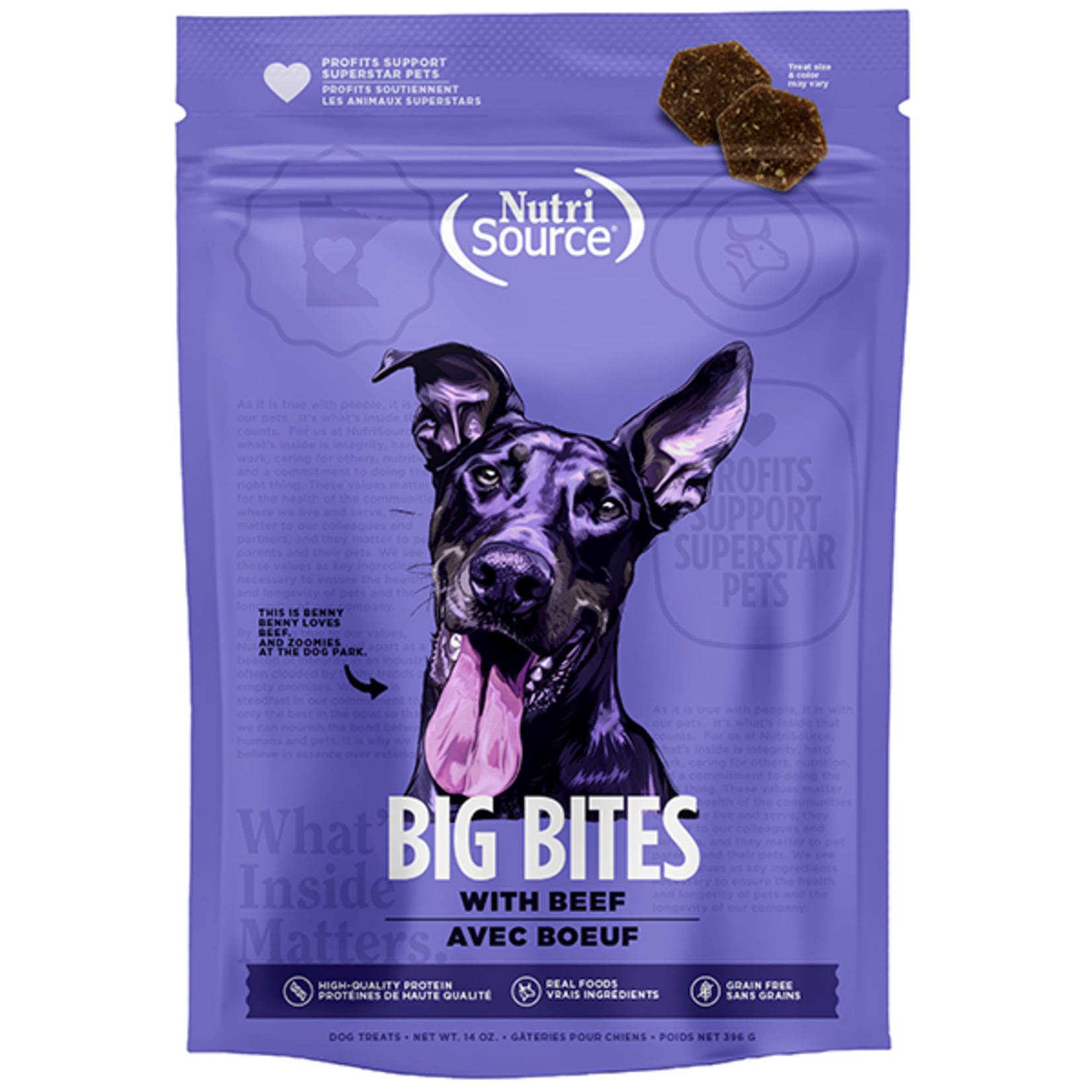 NUTRISOURCE NutriSource Dog Treats Big Bites Beef 14oz