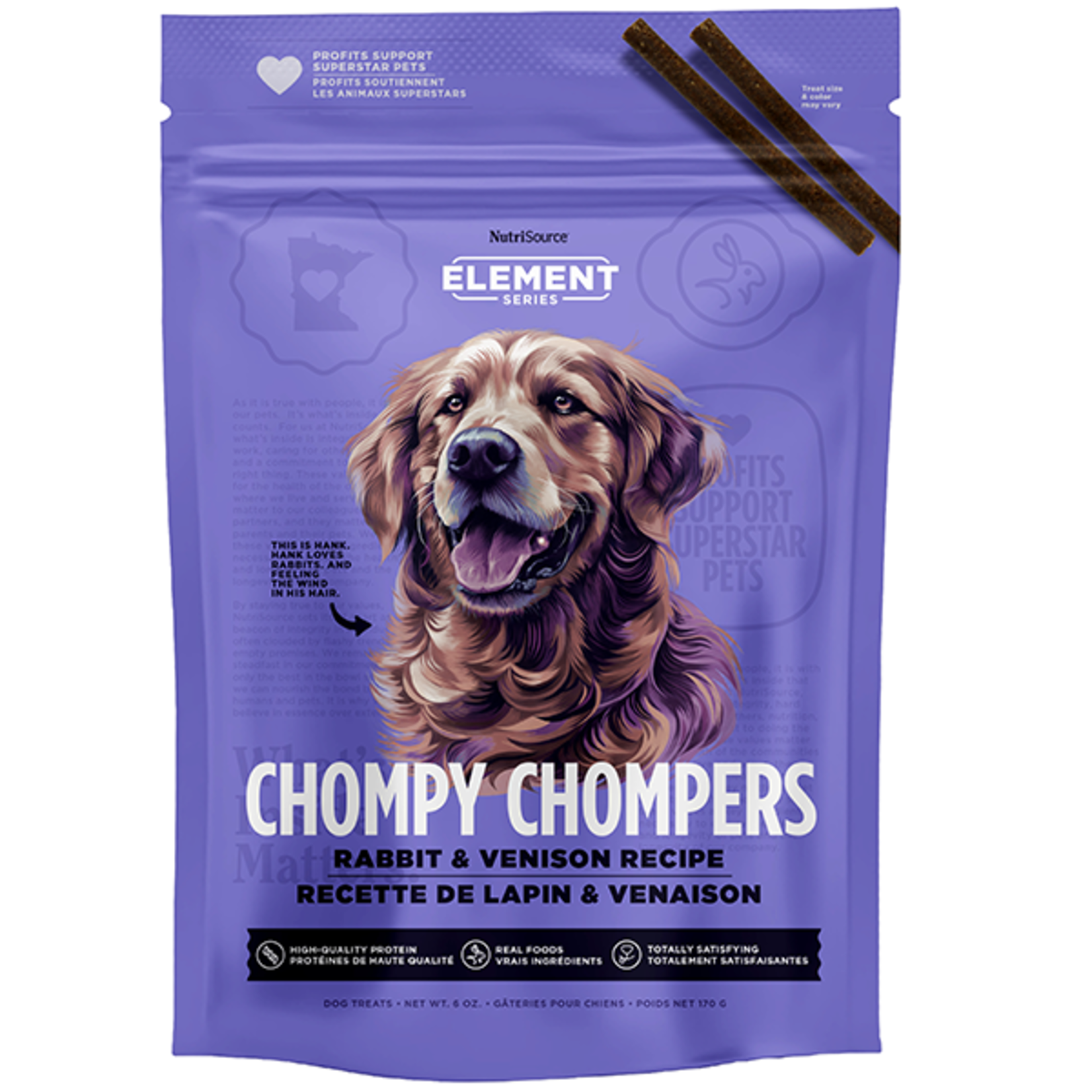 NUTRISOURCE NutriSource Dog Treats Chompy Chompers Rabbit & Venison 6oz