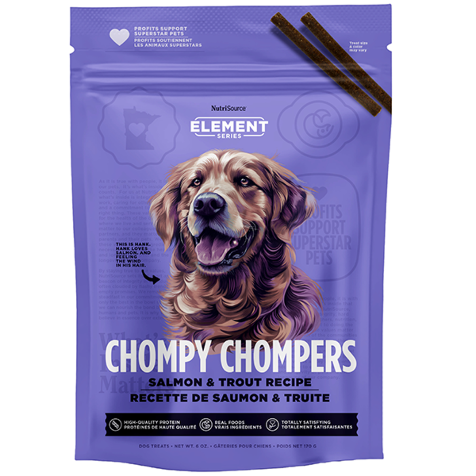 NUTRISOURCE NutriSource Dog Treats Chompy Chompers Salmon & Trout 6oz