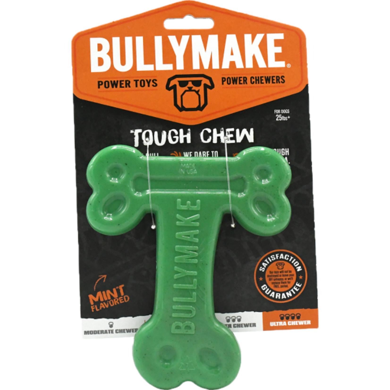 Bullymake Bullymake Dog Toy Tough Chew Nylon T-Bone Green Mint Flvr