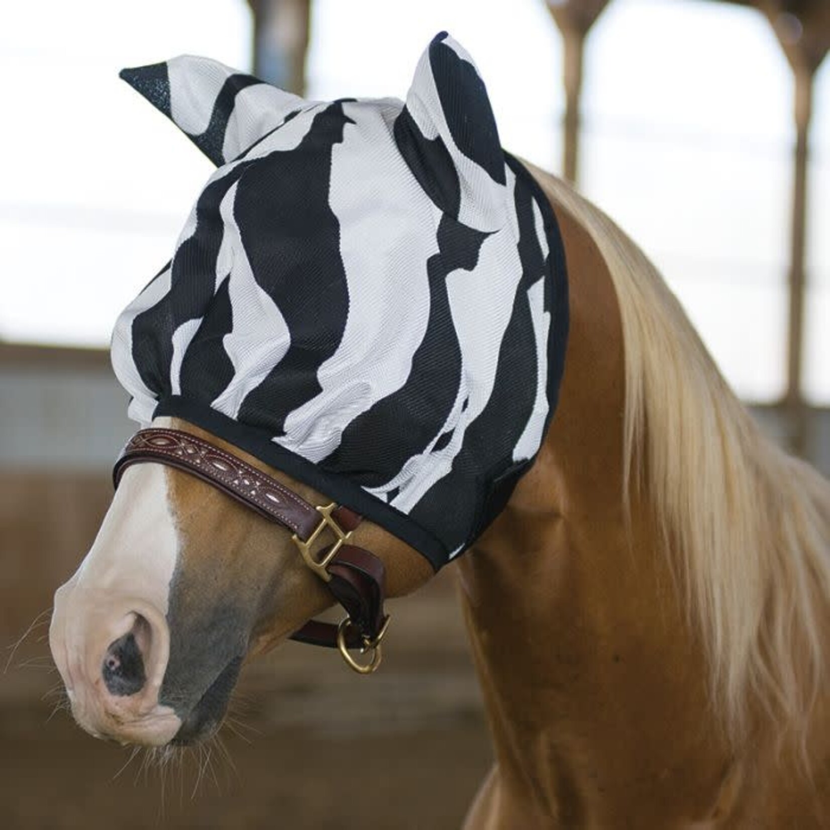 Canadian Horsewear Deluxe Zebra Print Fly Mask XL