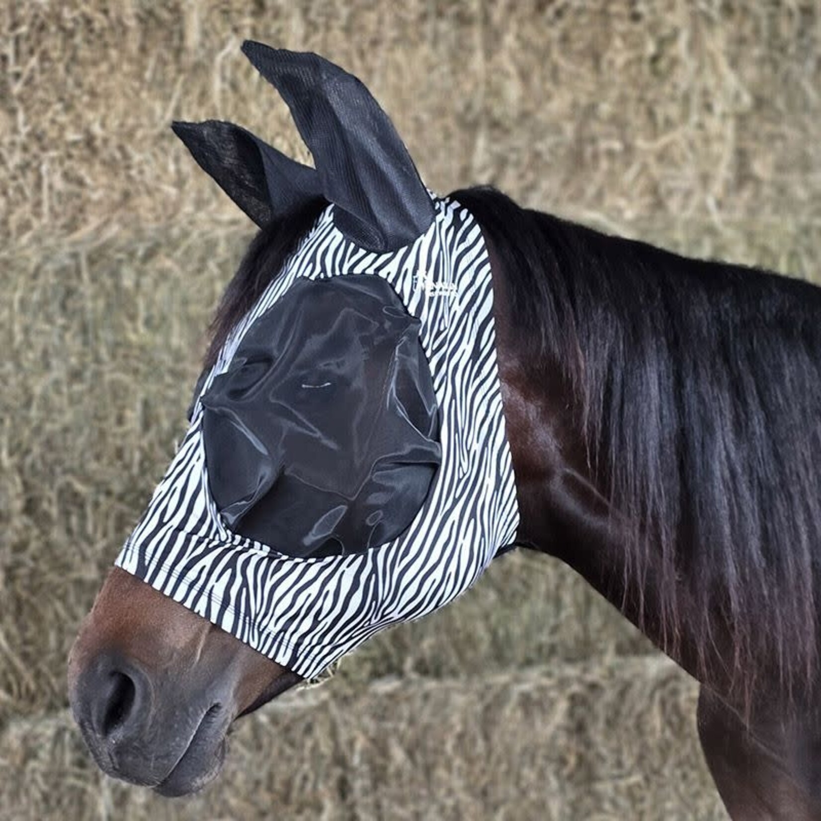 Canadian Horsewear Canadian Horsewear Lycra Bug Eye Fly Mask - Zebra L