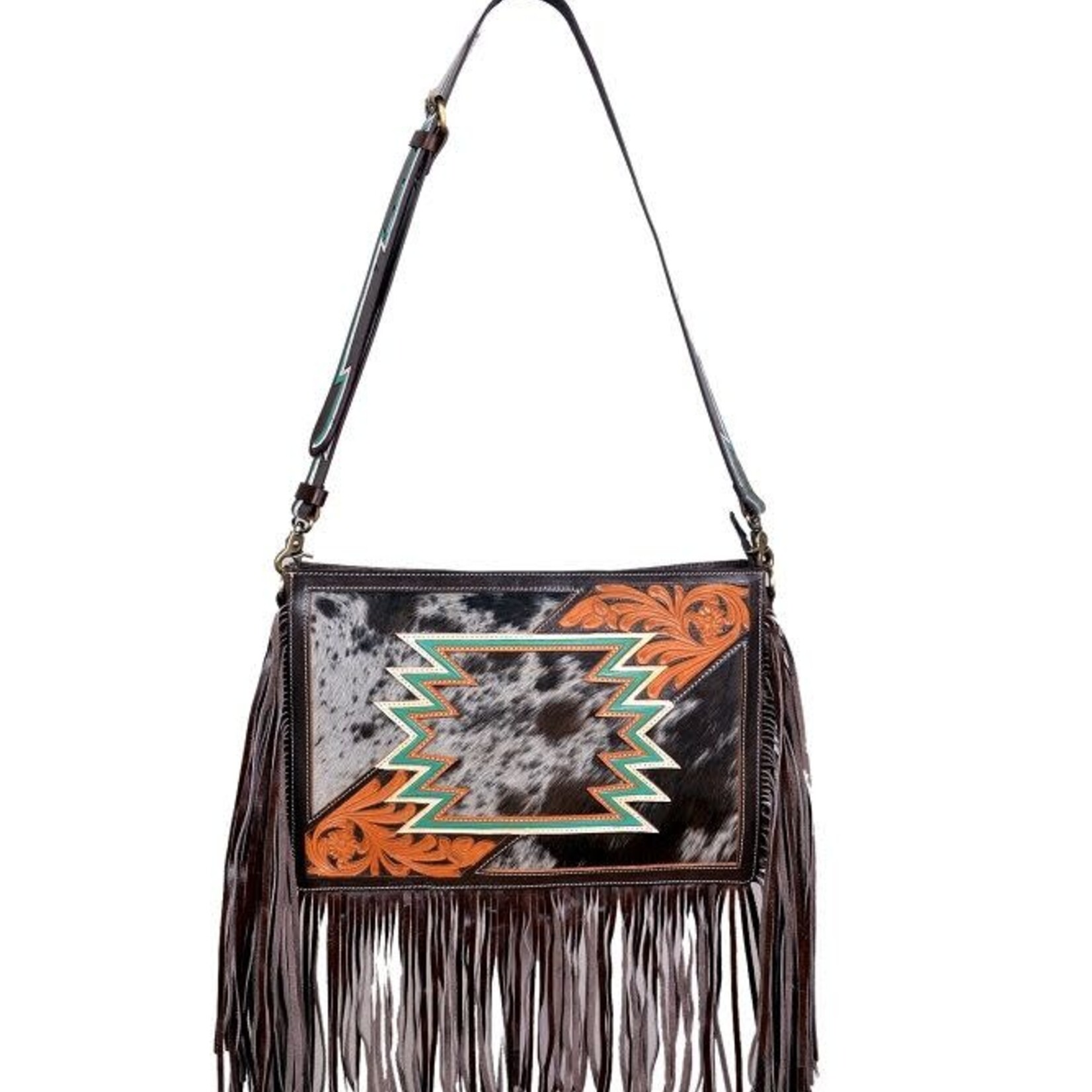 Ger Ryan Floral Embossed Cowhide Crossbody Bag