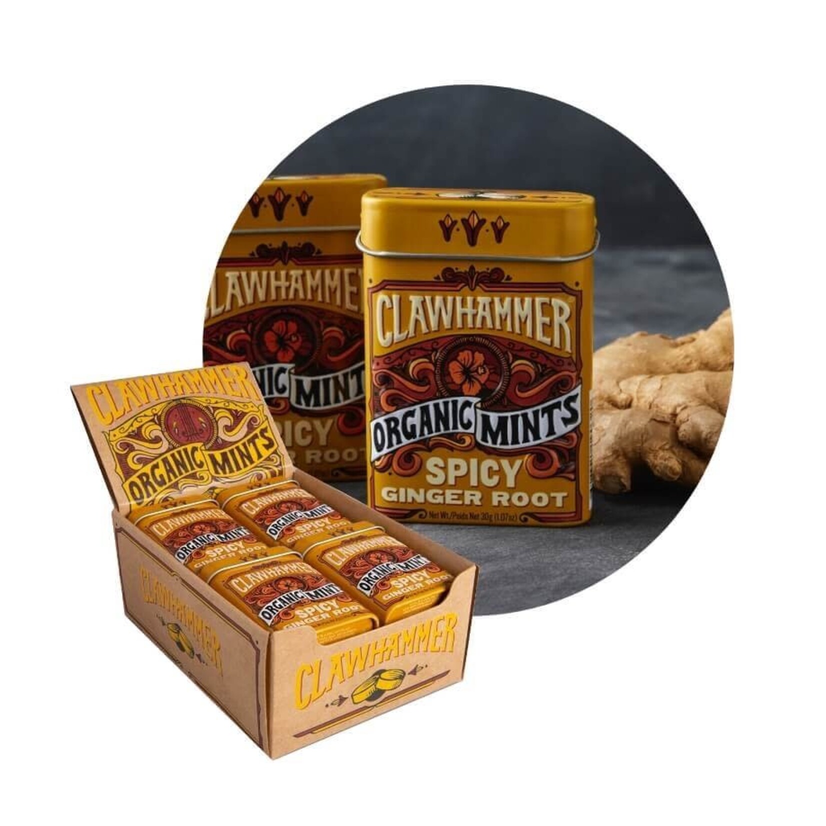 clawhammer CLAWHAMMER ORGANIC MINTS- Spicy Ginger Root 30g