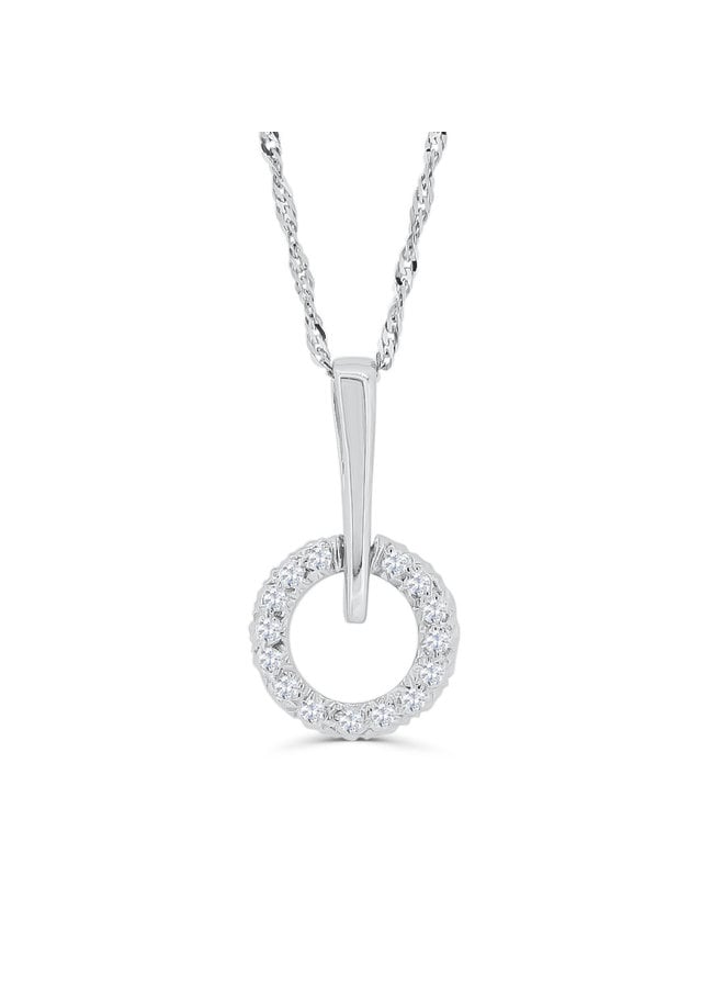 Ensemble 10k blanc pendentif diamant 16X0.01ct I GH chaine incluse