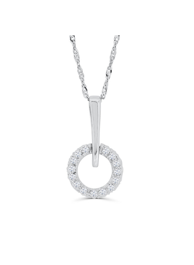 Set 10k white diamond pendant 16X0.01ct I GH chain included