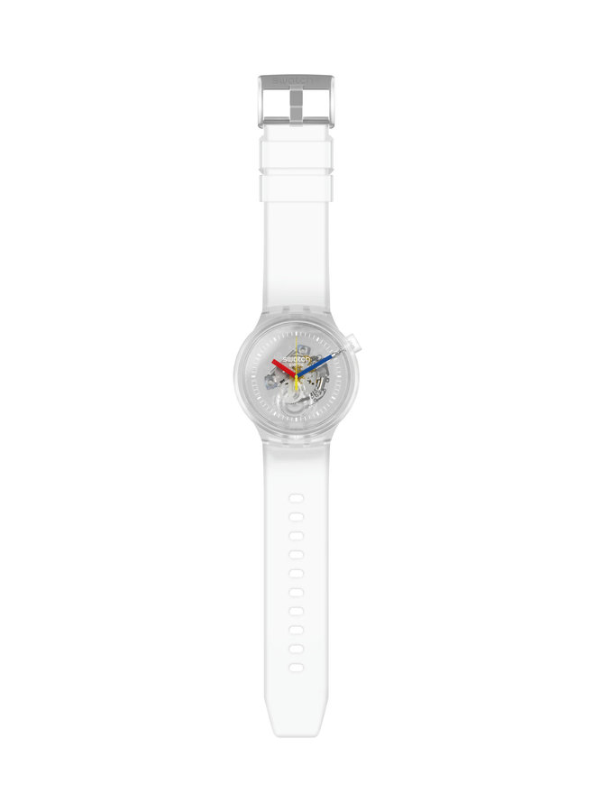 Swatch jellyfish fond blanc bracelet silicone blanc 45mm