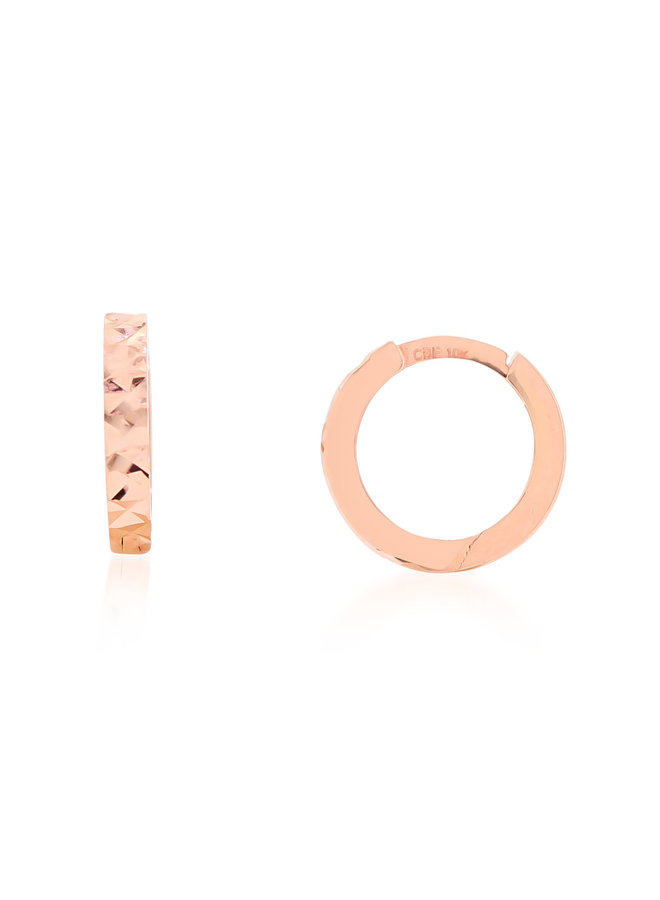 10k pink diamond cut huggies earring 11mm