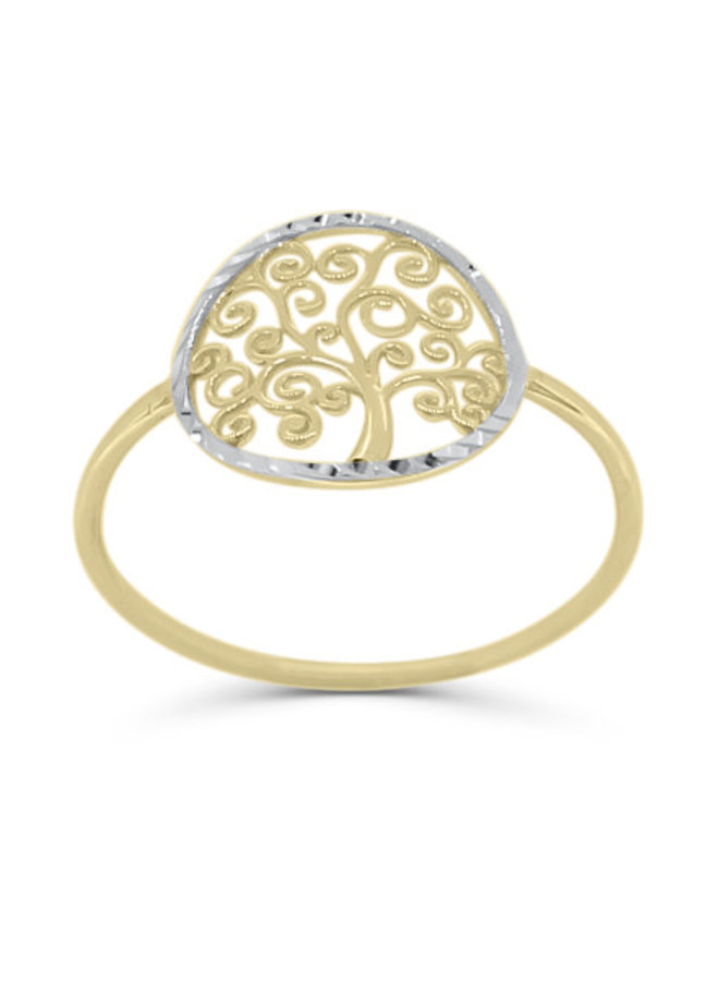 Bague arbre de vie 10k 2 tons