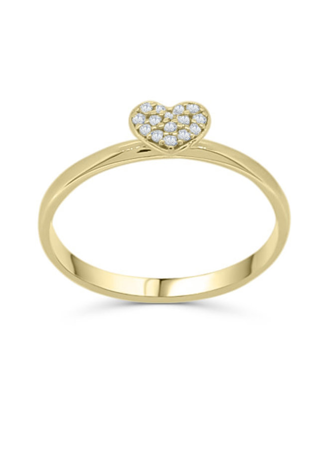 10k yellow gold zircon heart ring