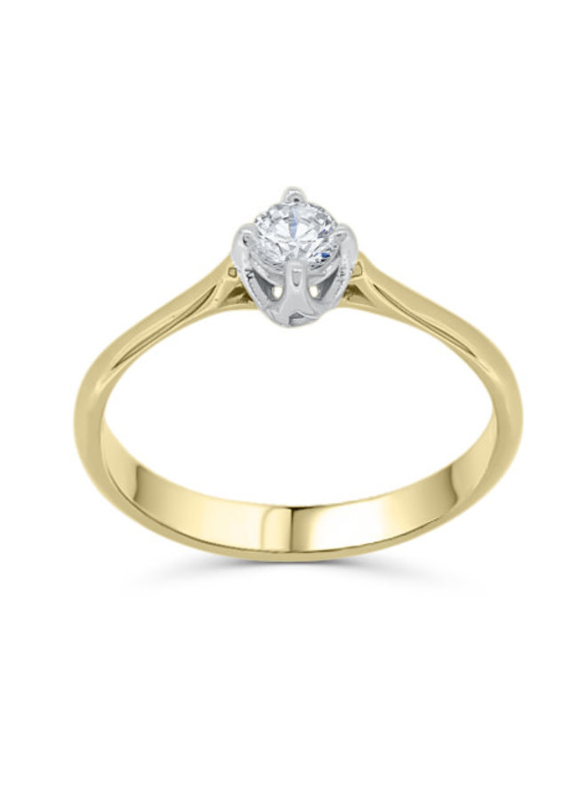 Solitaire ring with diamond 2 tone 10k