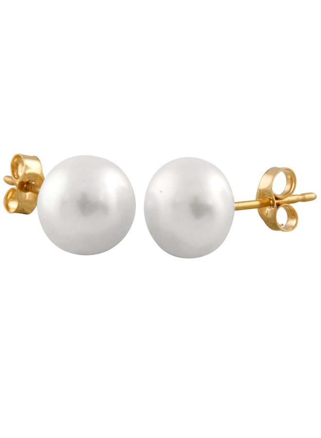 14k yellow freshwater pearl earring 8mm