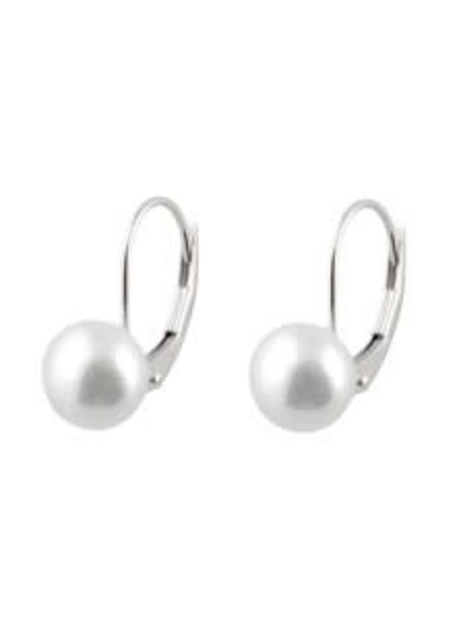 14k white freshwater pearl earring 7mm