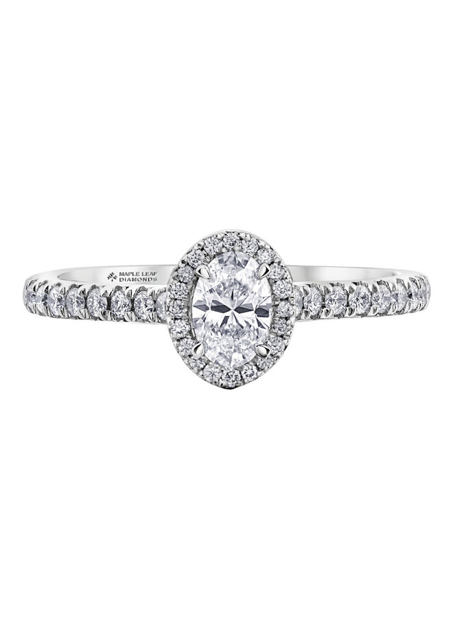 Bague 18k blanc diamant oval=0.30ct 18=0.18ct 20=0.06ct I GH