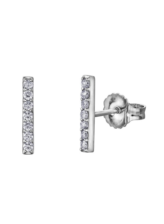 Boucles d'oreilles or blanc 10k diamant 14x0.01ct I GH