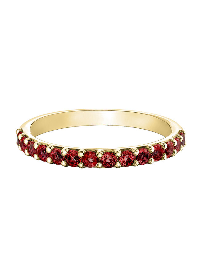 Garnet yellow 10k semi-eternity ring