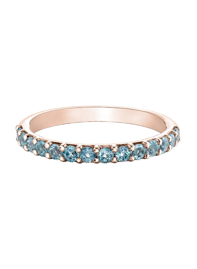 10k aquamarine pink semi-eternity ring