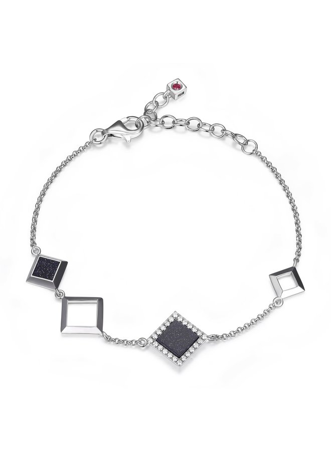 Nefer bracelet .925 black and white zircon 6.75''