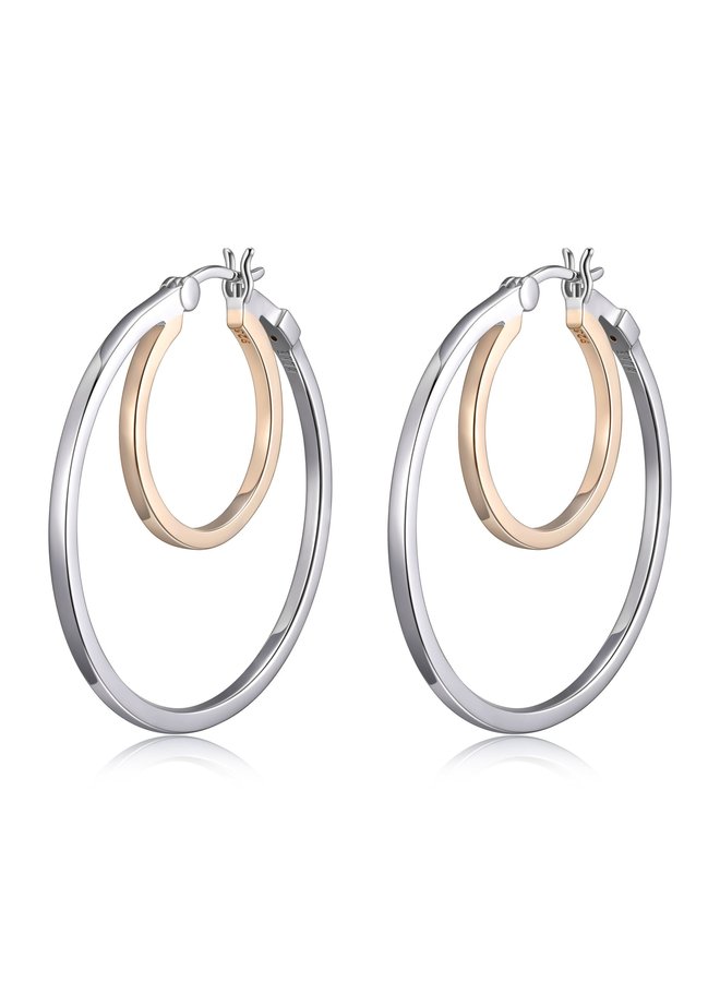 Earring .925 2 tones double hoop 35mm