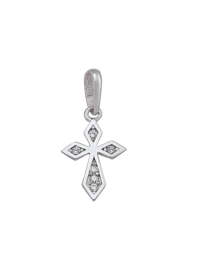 10k white zircon cross pendant