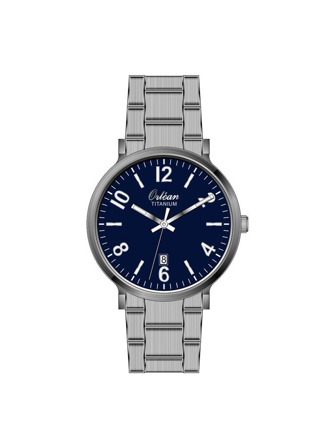 Orlean homme titanium fond bleu 40mm