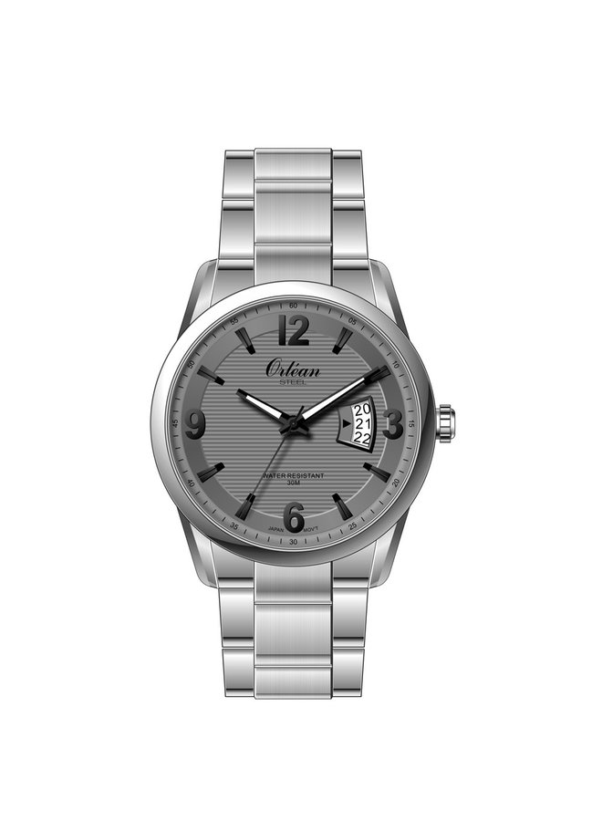 Orlean homme acier fond gris 40mm