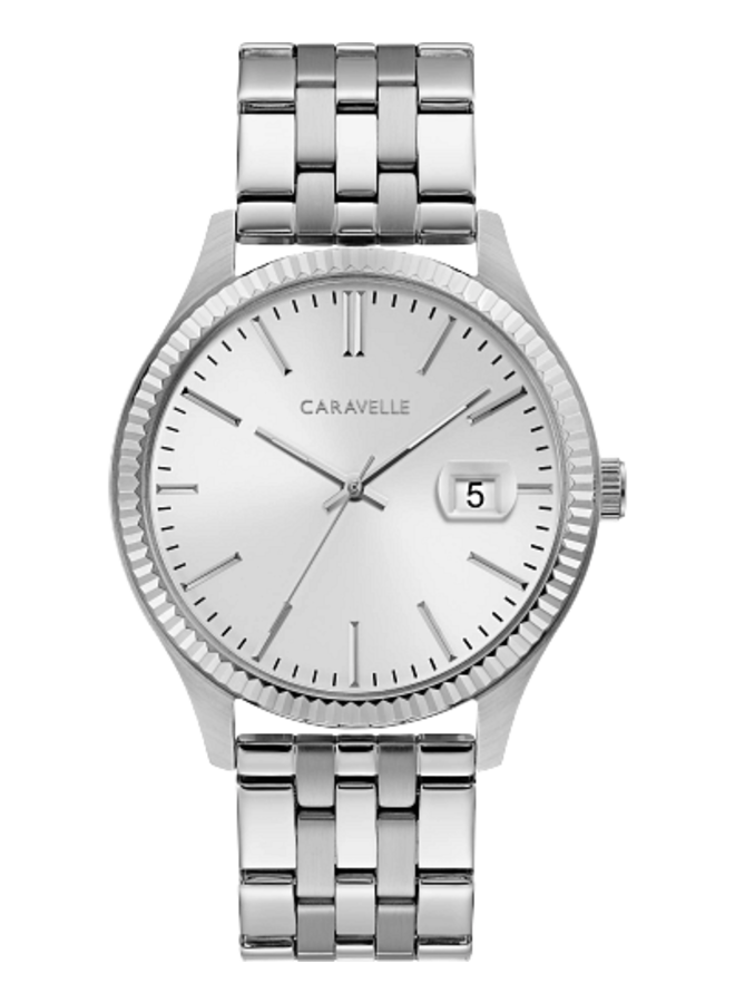 Caravelle homme acier fond argent 41mm