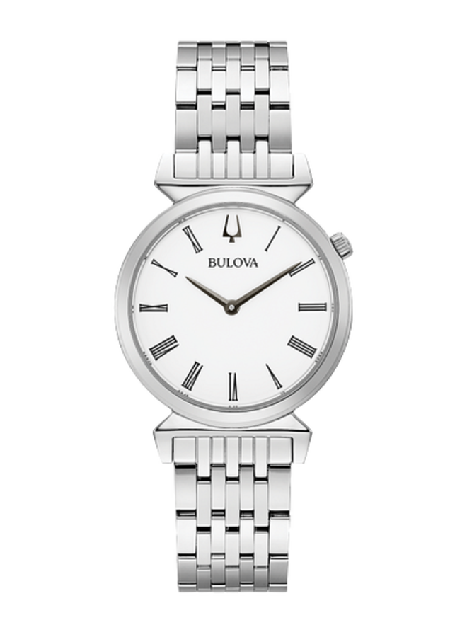 Bulova dame acier fond blanc 30mm