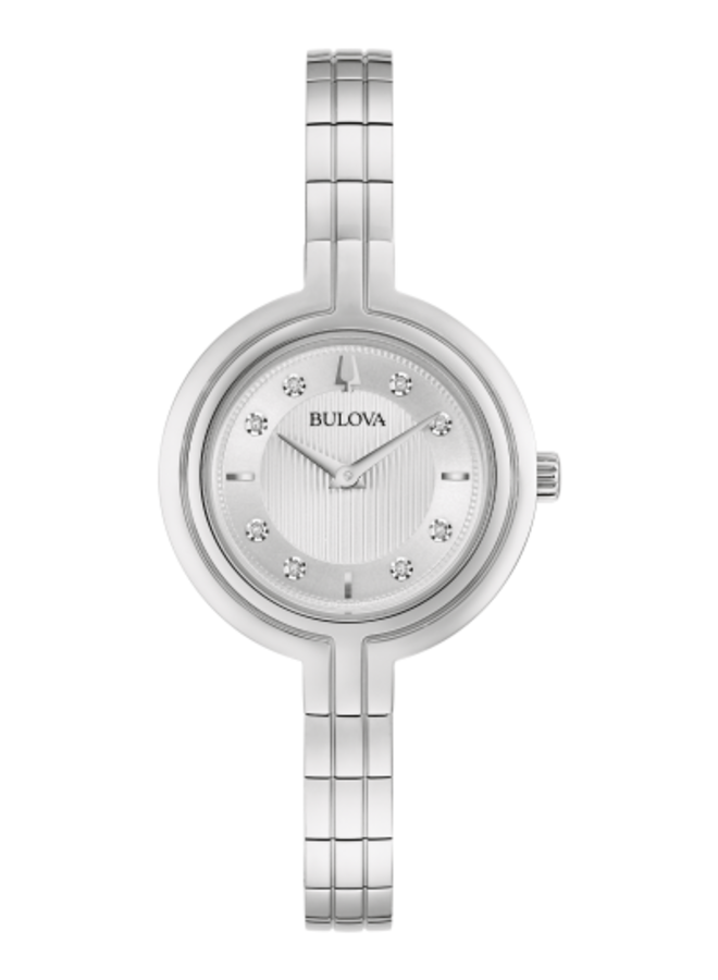 Bulova dame acier fond blanc diamant 30mm