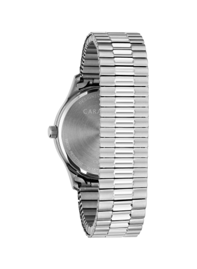 Caravelle men's steel white background expandable bracelet 40mm