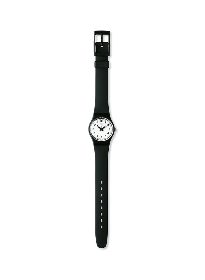 Swatch fond blanc bracelet silicone noir